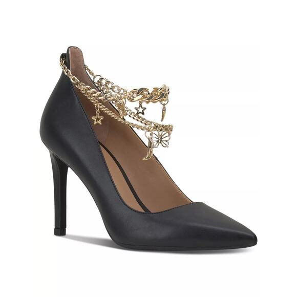 INC Womens Black Chains Charm Syira Pointed Toe Stiletto Heels Shoes SZ 10 NEW! - Picture 3 of 3